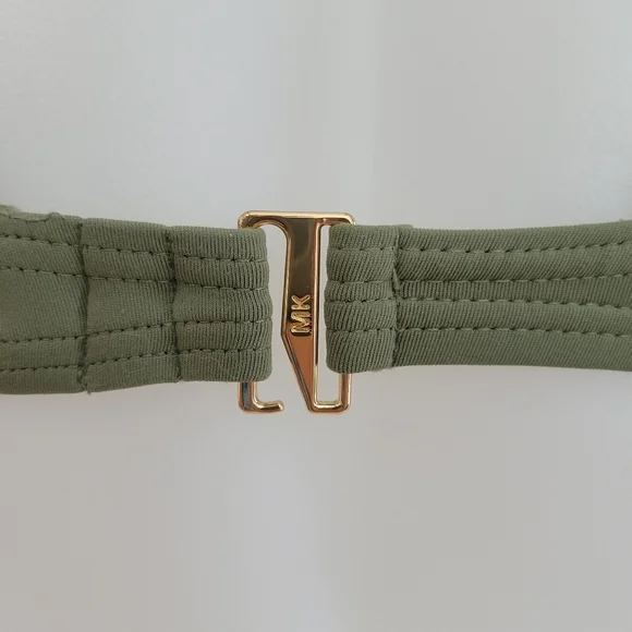 MICHAEL Michael Kors Bikini Top Olive Green Ruffle Small NWOT - Picture 7 of 15